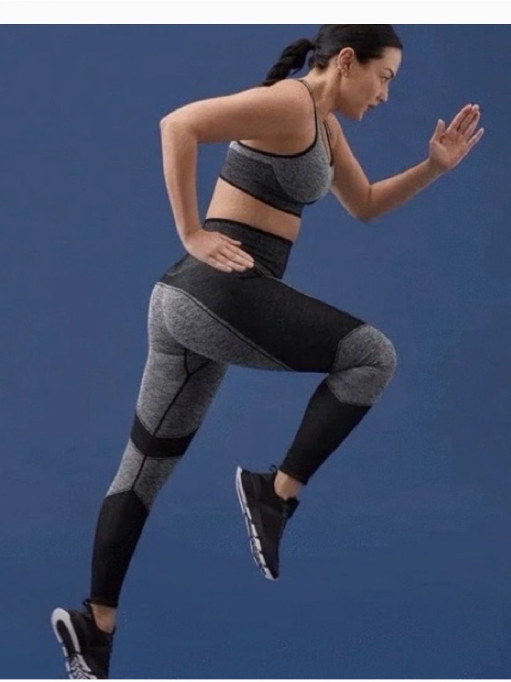 ThirdLove Gray and Black Colorblock High-Waist Leggings and matching bra top